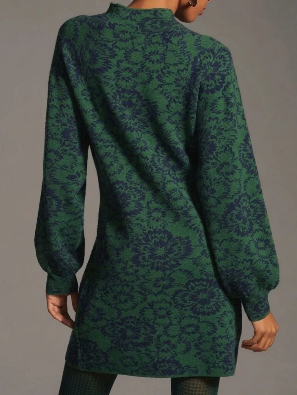 Maeve × Anthro NWOT The Beatriz Mock-Neck Green Floral Sweater Dress, Size XS